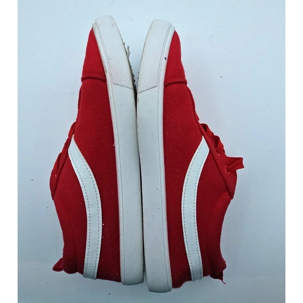 Just Be Womens Size 8 Red Canvas Lace Up Sneakers Casual Comfort Shoes
